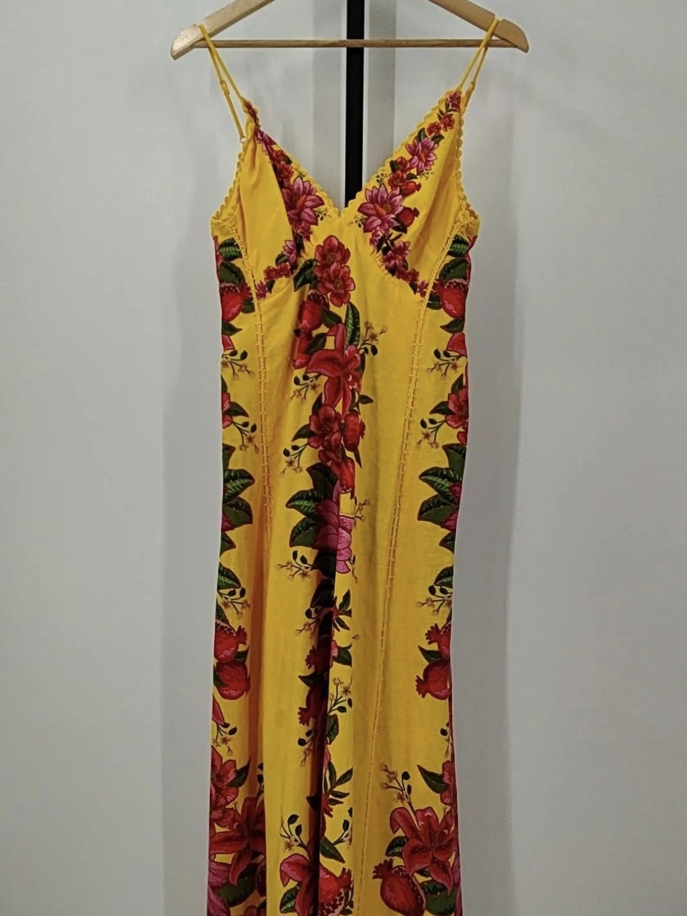 Yellow Summer Fruit Scarf LENZING™ ECOVERO™ Euroflax™ Maxi Dress - Picture 5 of 8